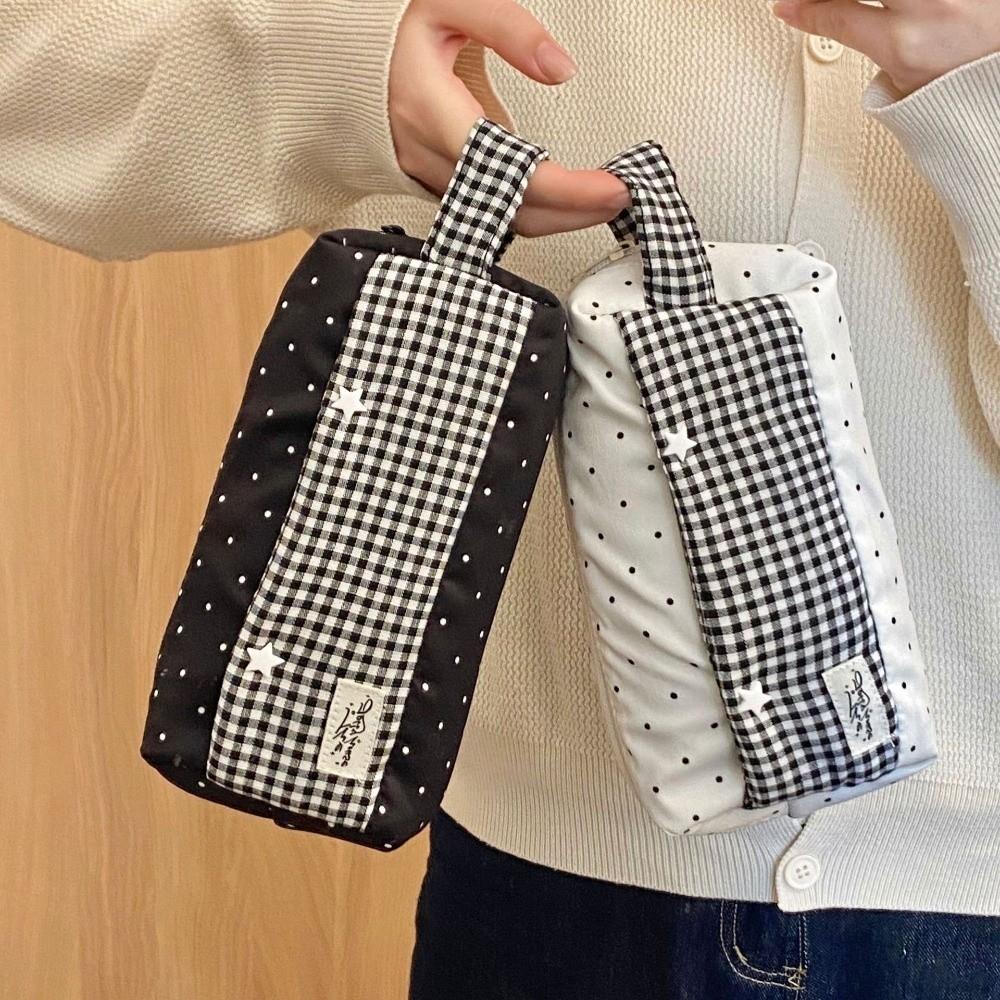 Polka Dot Star Korean Stationery Bag Makeup Bag Pen Storage Bag Handheld Pencil Bag School Office