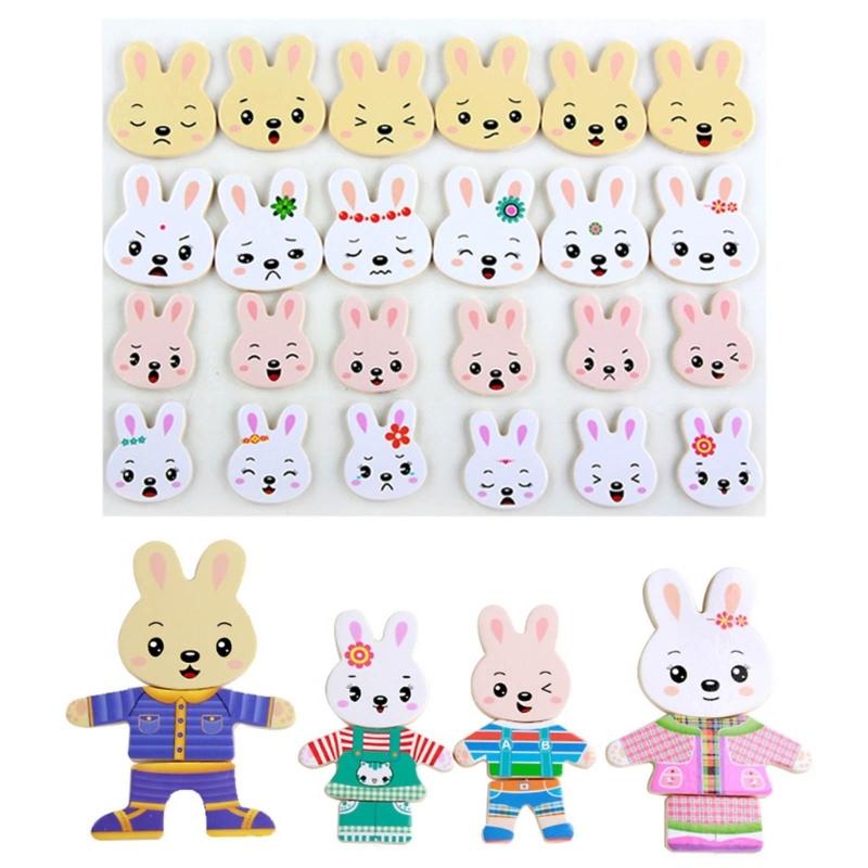 3-D Puzzle Box Shape Matching Board Toy Bear/Rabbit Dress Changing Busy Board Toy for Toddler Learning Educational Gift