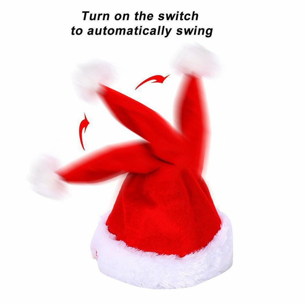Christmas Santa Hat Singing Dancing Moving Electric Patchwork Hat Funny Toy Party Winter Warm Musical Dance Xmas Hat Gifts