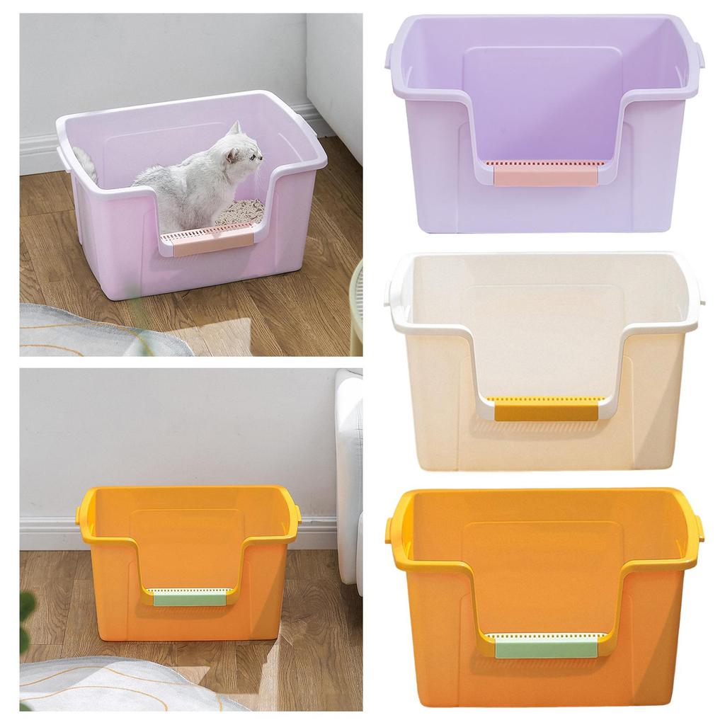 Halboffener Bettpfanne Geräumig Spritzschutz Langlebig Tragbar Kätzchen Sandkasten Katzenklo für Reisen Kleine Große Katzen Kätzchen