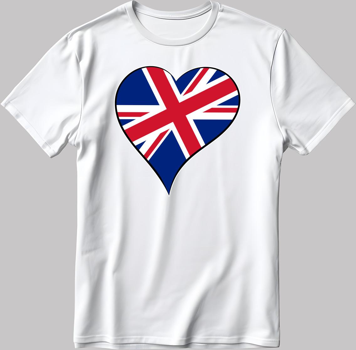 Heart United Kingdom flag Black-White  Men s / Women s T Shirt Mens Womens Tees Top Q038 3XL