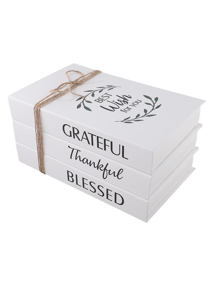 3Pcs Stacked Simulation Books Charming Rustic Decor Items for Home Styling