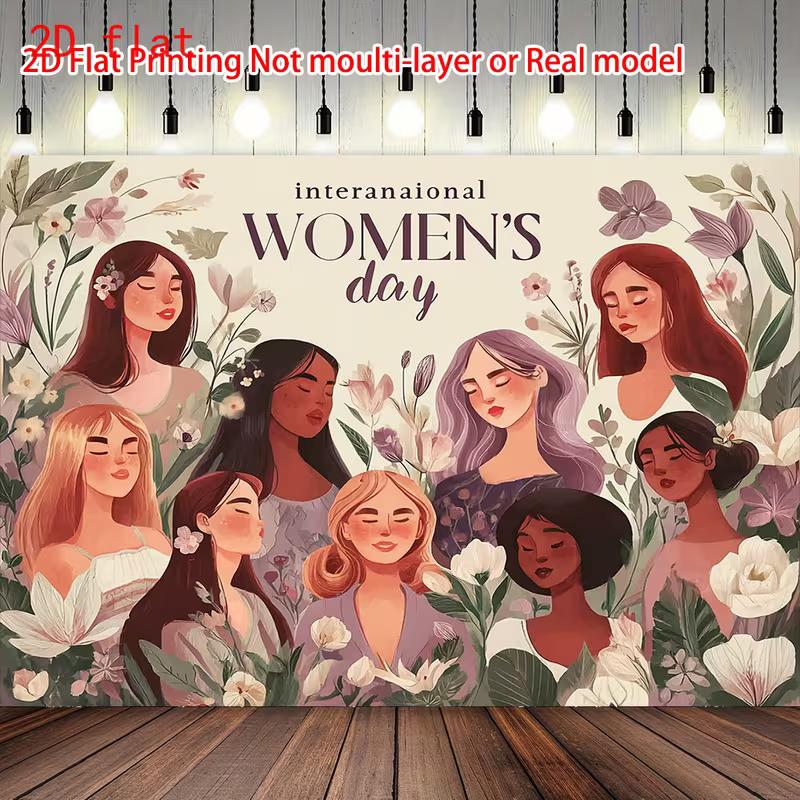 

2D Women s Day Backdrop for March 8th, Empowerment & Diversity Themed Party 47.2x31.5inch/120*80cm