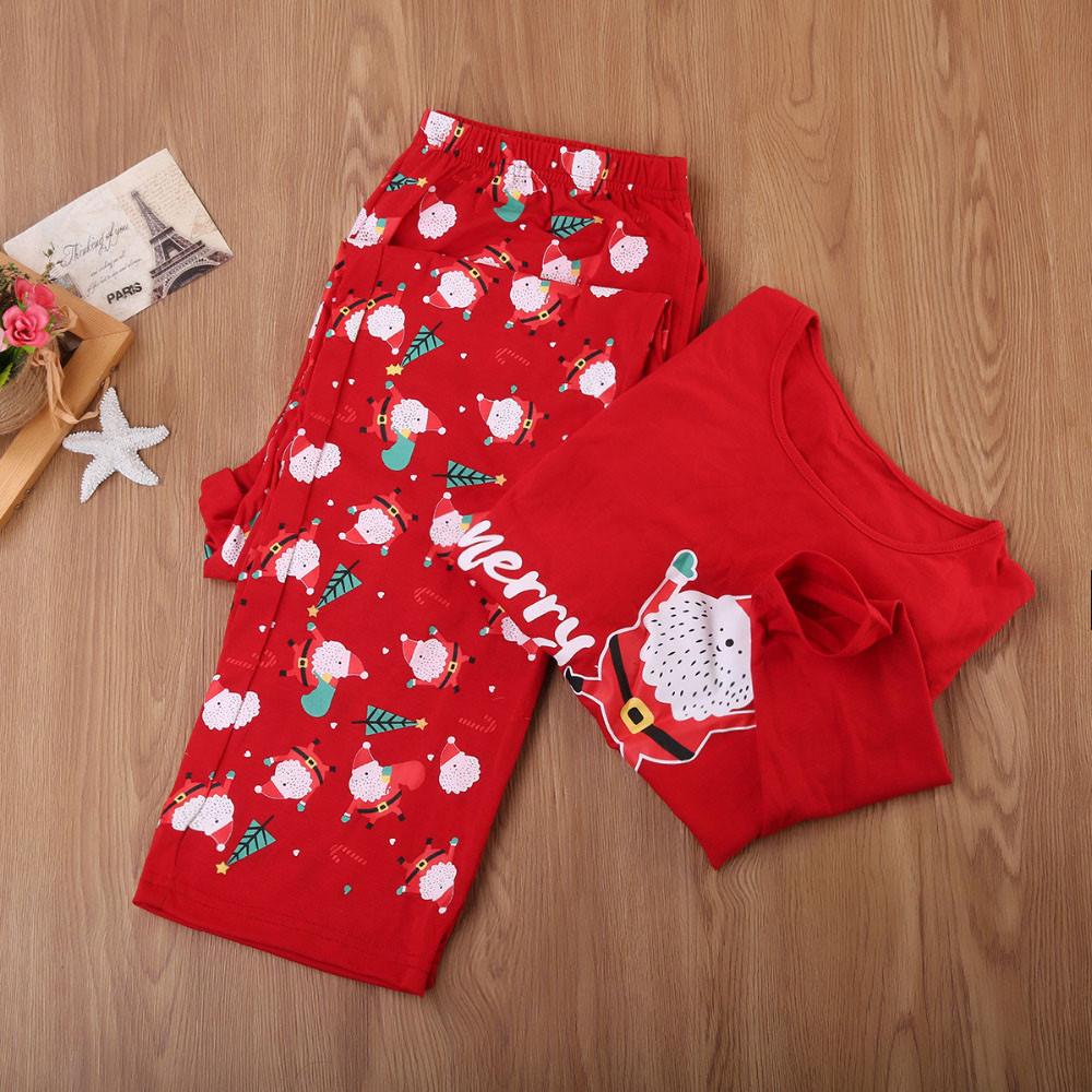 Men Daddy Tops Blouse Pants Family Pajamas Sleepwear Christmas Set