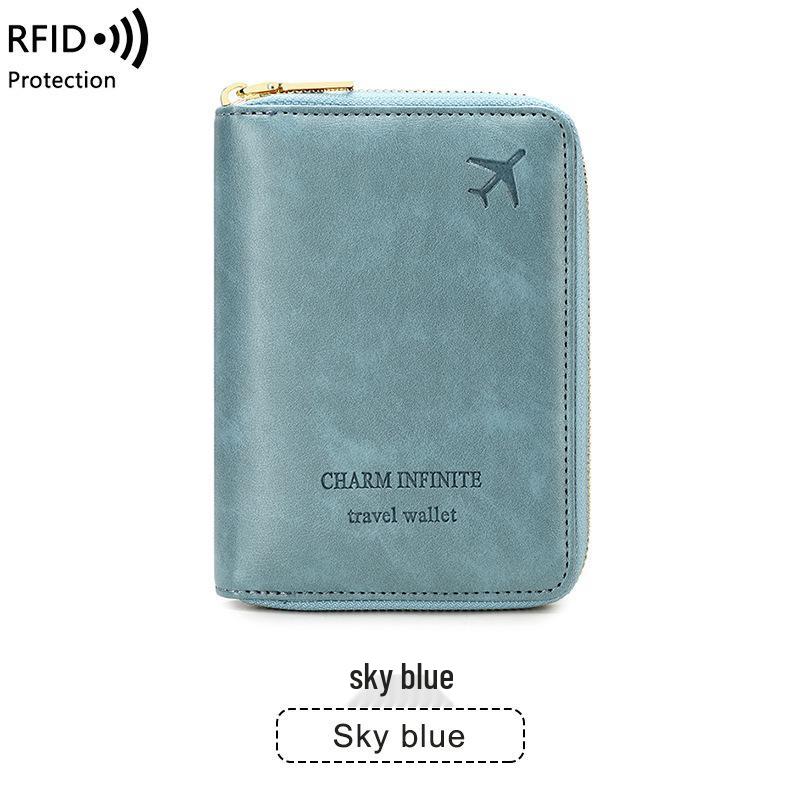 2024 RFID-Blocking Passport Holder: Multifunctional Zipper Travel Document Bag