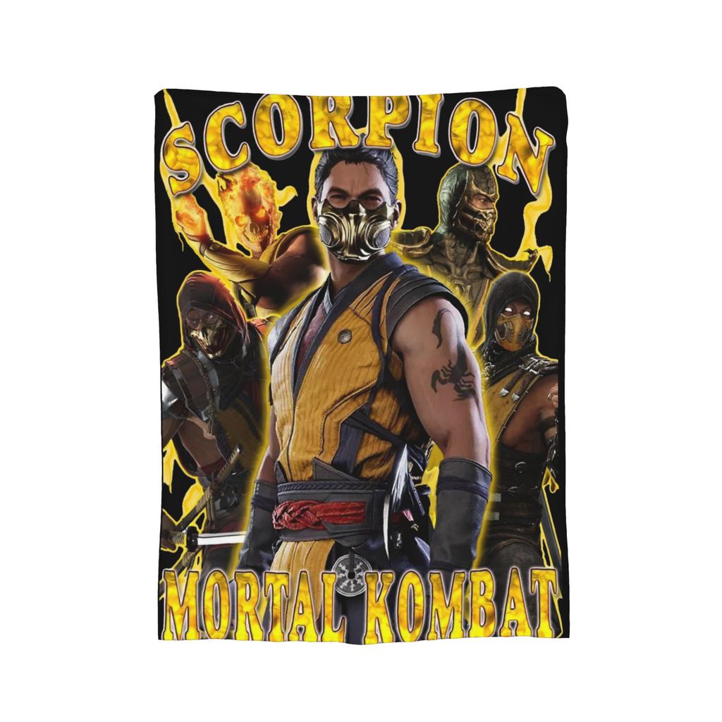 Mortal Kombat Scorpion MK Blankets Wool Funny Soft Throw Blankets for Bedding Lounge Decoration
