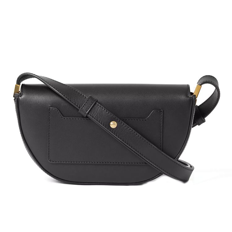 Burberry Olympia Logo Print Lambskin Half Moon Bag Women Handbags Black 80359841