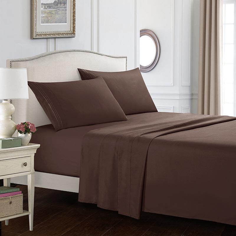 Weiou Embroidered Solid Color Four-Piece Bedding Set