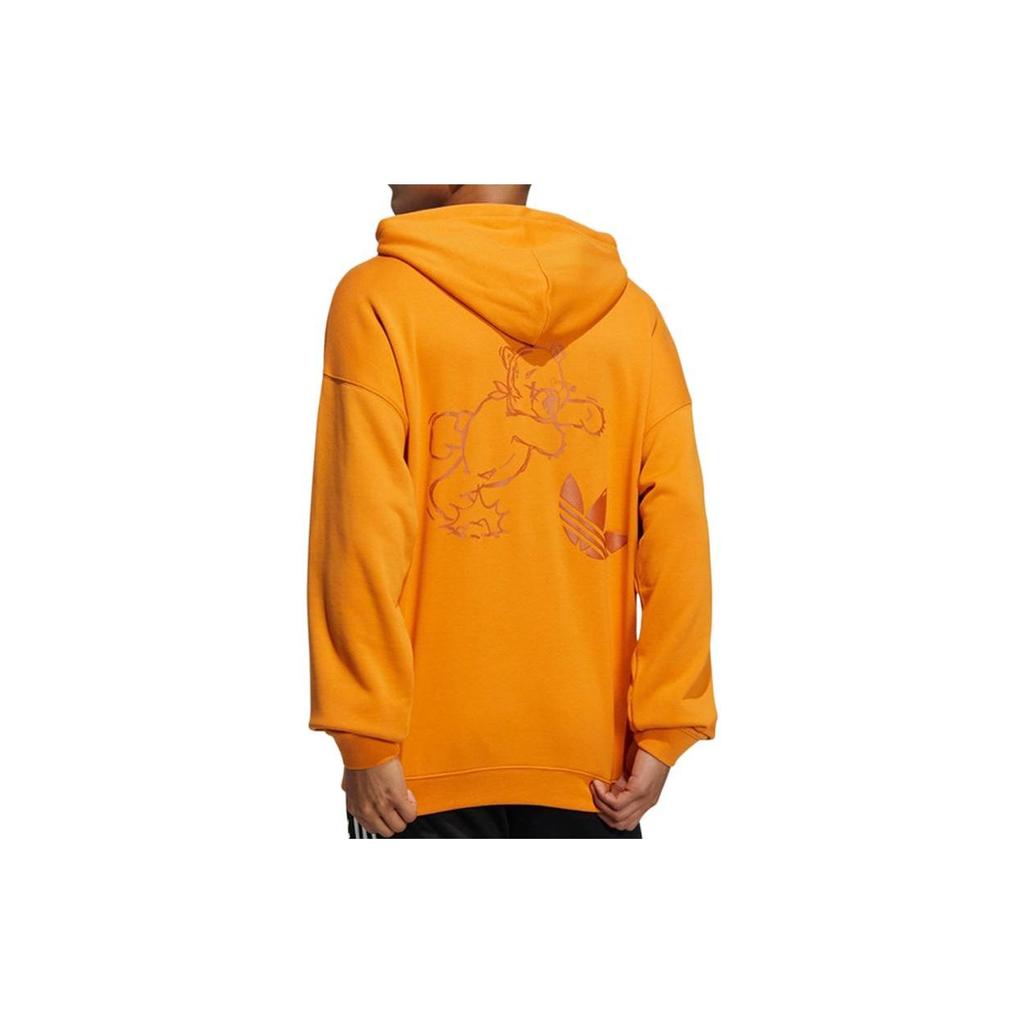 Adidas Originals Trefoil Logo Animal Print Hoodie Men Tops Orange HJ7823