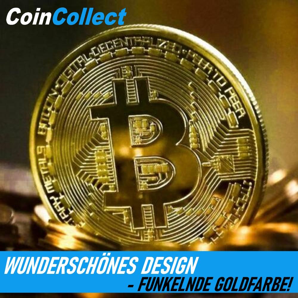 COINCOLLECT Bitcoin Coin Gold Plated Crypto Coin Collector's Coin Gold BTC Coin