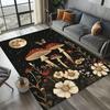 Dark Retro Cottagecore Mushroom Plant Area Rug Non Slip Floor Mat for Living Room Bedroom Whimsical Forest Home Decor