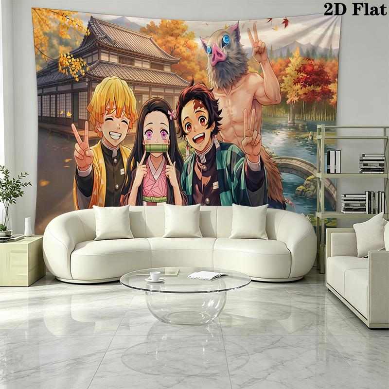 Demon Slayer Wall Tapestry Aesthetic Wall Hanging Printed Fabric Blanket Decorative Tapestries for Bedroom Living Room Home Decor