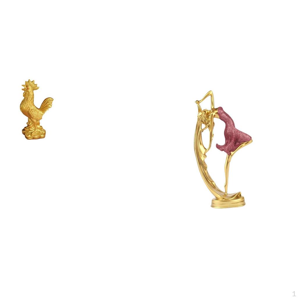 Chicken Ballet Dancing Girl Figurine Feng Shui Decor Resin Art Sculpture for Birthday Anniversaries