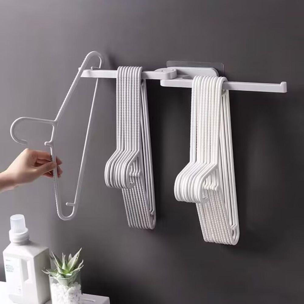 Wall-mounted Clothes Hanger Rotatable Balcony Organizing Rack Durable Storage Rack