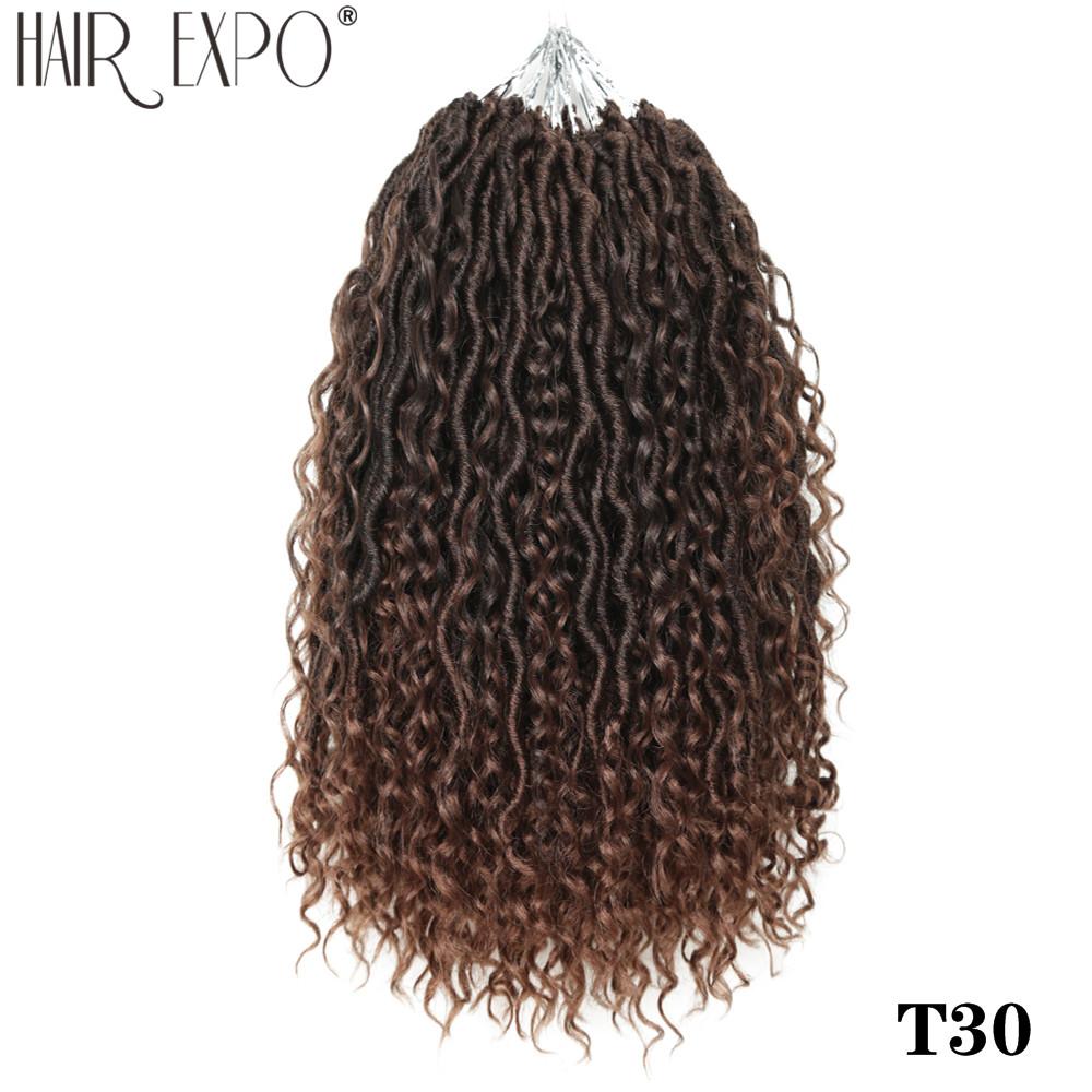 14-26"Goddess Locs Crochet Braids Hair Natural Synthetic Braiding Hair Extension Ombre River Faux Locs With Curly Hair Expo City