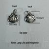 999 Sterling Silver 3D Peace and Fortune Red String Bracelet Charms