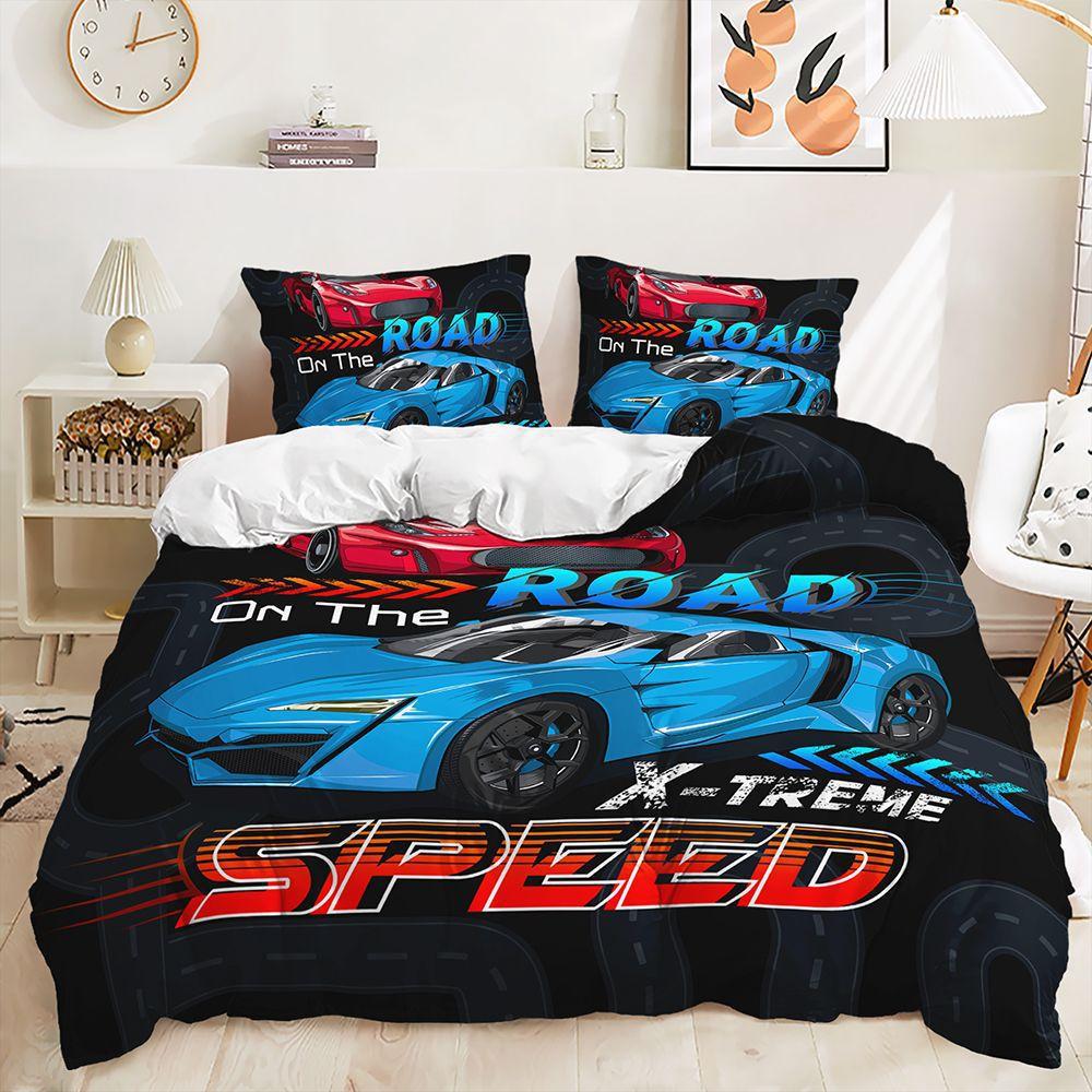 Three-Piece Racing Off-Road Vehicle Quilt Cover Two-Piece Bedding Kit For Boys
