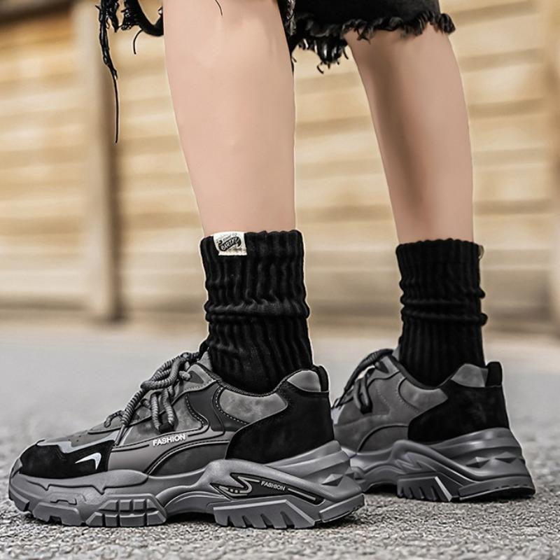 Men Thick Sole Non Slip Running Sneakers, Student Daily Athletic Sports Shoes