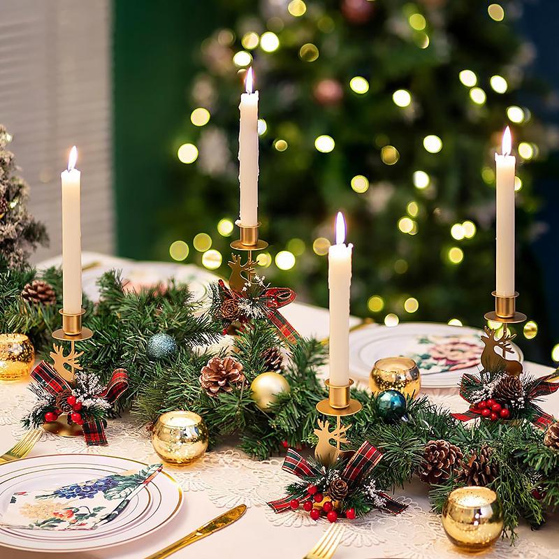 1PC Iron Artistic Deer Candlestick Stable Retro Christmas Personality Festive Use Repeatedly Atmosphere Candle Party
