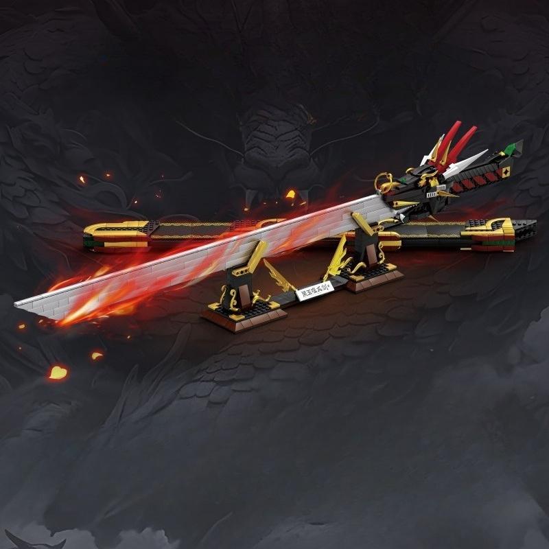 

998pcs Weapon Series Black Jade Devouring Dragon Sword Assembly Building Toy