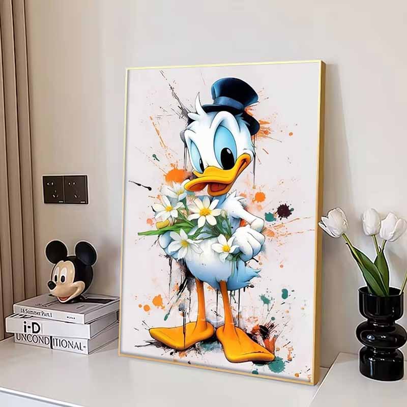 Disney 5D DIY Diamantmalerei Dekorationen Donald Duck Aquarell-Blumenstrauß Thema Kunstmalerei Diamantstickerei Strass Kreuzstich Set Handgemacht