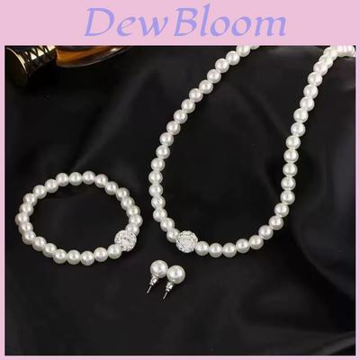 Childrens Artificial Pearl Necklace Set With Satin Gloves And Butterfly Bow Design For Stylish Casual Wear