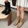 Autumn and Winter New Thick Heel Fashion Boots Transcendent Foreign Style Short Tube Round Head Knight Intellectual Style City Nomadic Style Women'