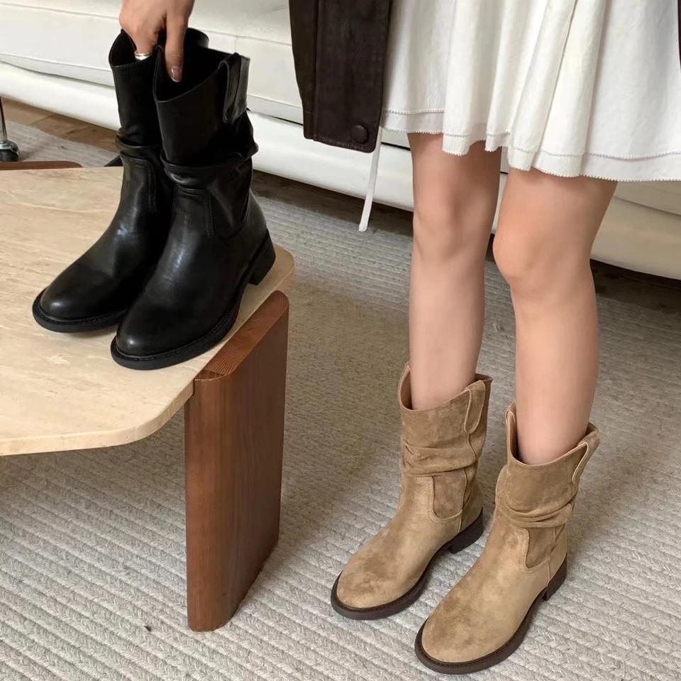 Autumn and Winter New Thick Heel Fashion Boots Transcendent Foreign Style Short Tube Round Head Knight Intellectual Style City Nomadic Style Women'