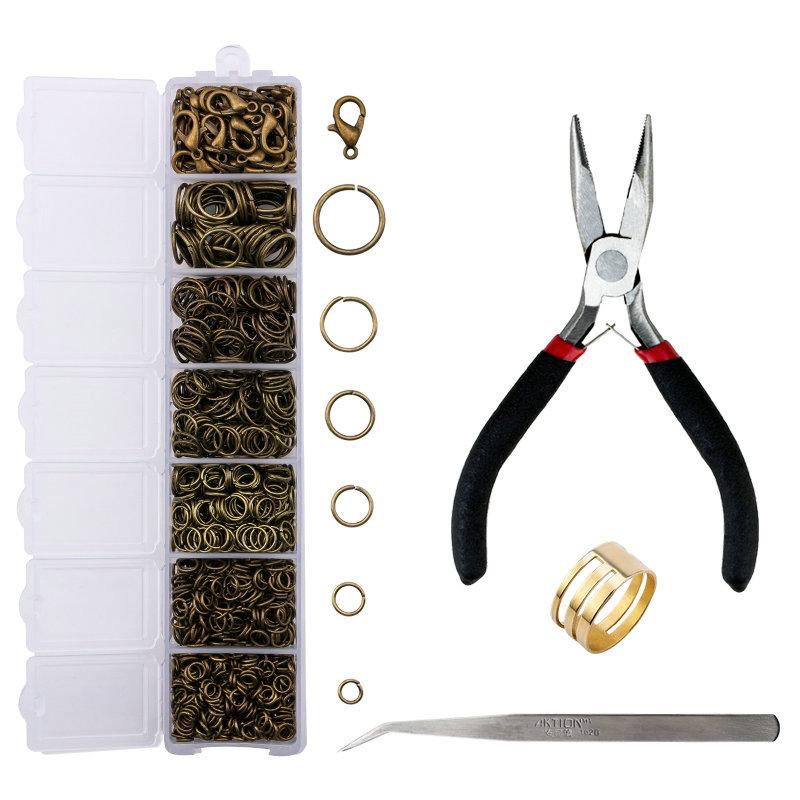 A Set Jewelry Findings Tool Set Open Jump Rings,Jewelry Pliers, Lobster Clasps hooks, jewelry tweezers Jewelry Making Supplies