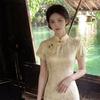 Yellow national style new Chinese Suzhou cheongsam improved young 1011 new women's high-end sense small medium and long