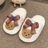 Chic Children's Slipper for Girls Cute Bear Bowknot Kids' Winter Shoes Soft Bottom Fluffy Toddlers Fashion Sweet Cotton Slippers