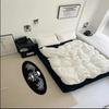 Black White Funny Creative Carpet Smiling Face Skull Rug Comfortable Soft Bedroom Rugs Living Room Decoration Non-slip Floor Mat