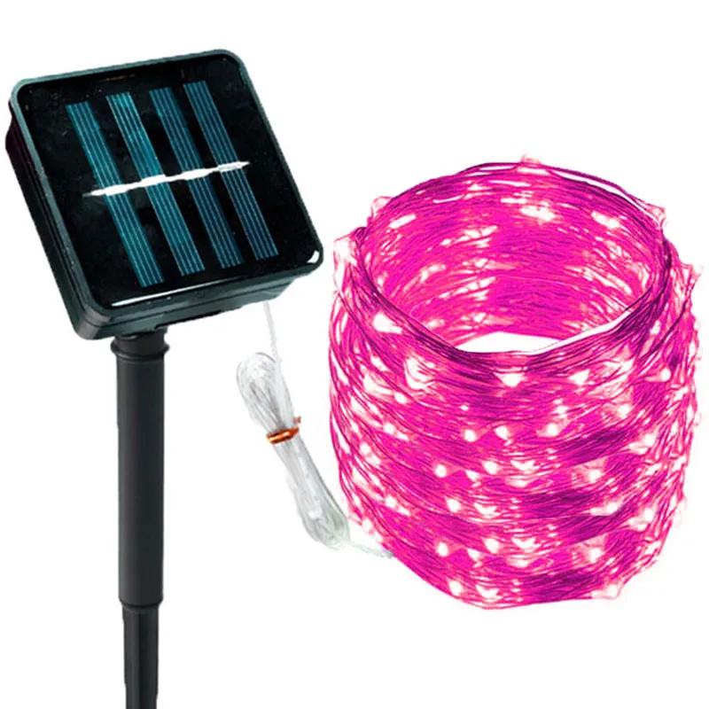 

Уличная солнечная гирлянда LED, сказочная гирлянда, медная проволока, свет, сад, двор, вечеринка, Рождество, Рамадан, лампа для украшения, 8 режимов 4M 20LEDs розовый