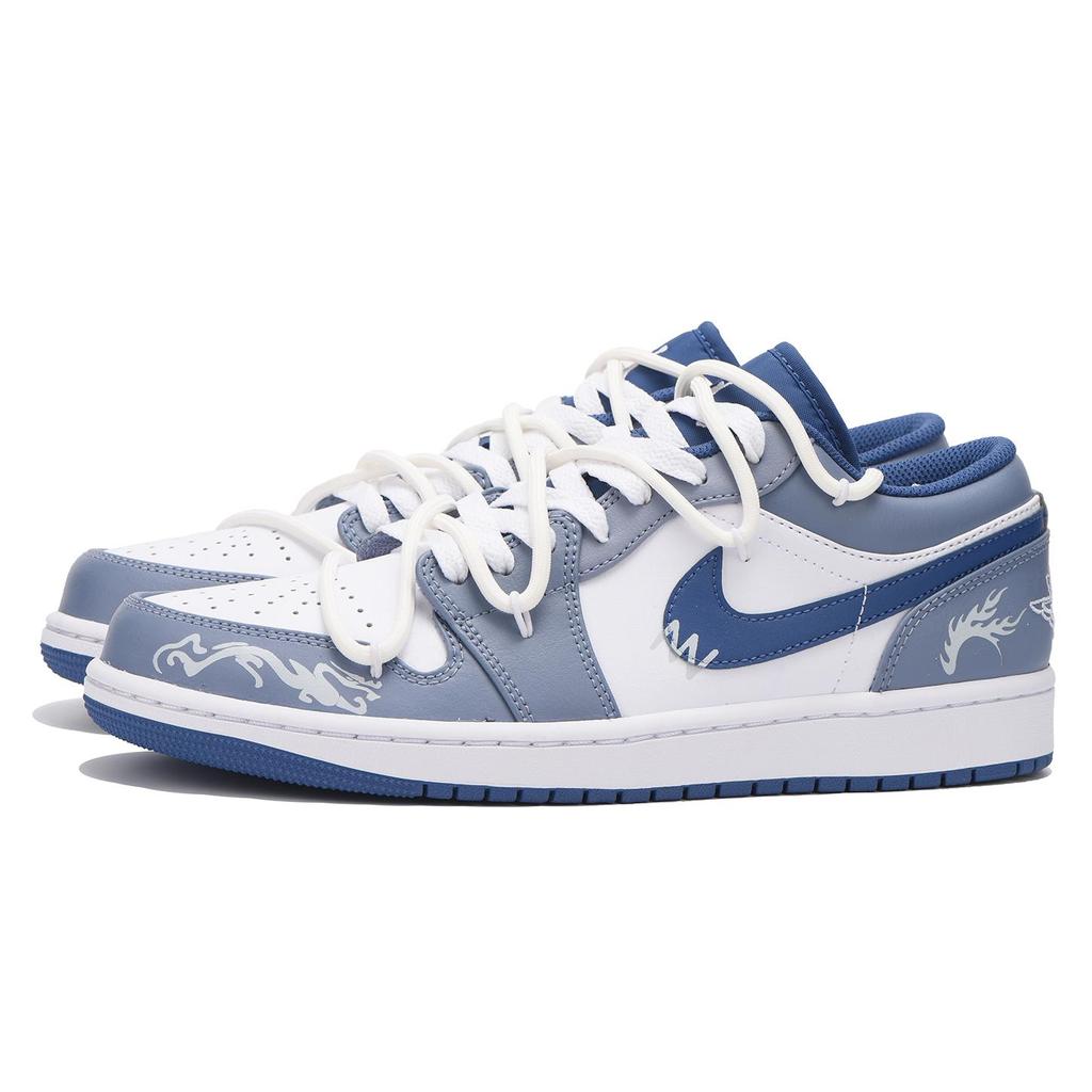 Jordan Air Jordan 1 Low Top Vintage Basketball Shoes Men's Blue White 553558-414(Team32-SBOX)