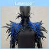 Feather Shawl Cape Costume Cloak With Faux Fur For Performance And Dance Shows