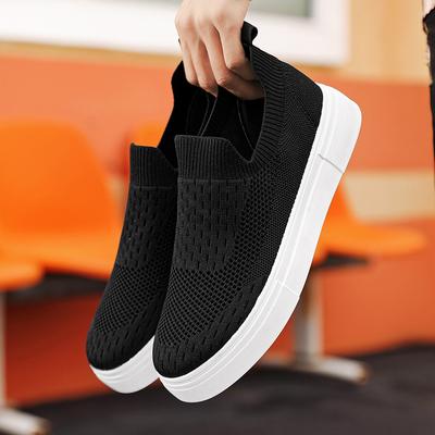 Herren Sommer Plateau Canvas Skate Schuhe Schwarz Arbeitstaugliche Sneaker Atmungsaktives Mesh Komfort Dicke Sohle für Lässige Athleisure-Bekleidung