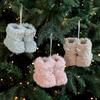 Christmas Boot Ornament Fuzzy Shoes Christmas Tree Hanging Ornaments Soft Plush Winter Boots Pendant for Home Office Decor