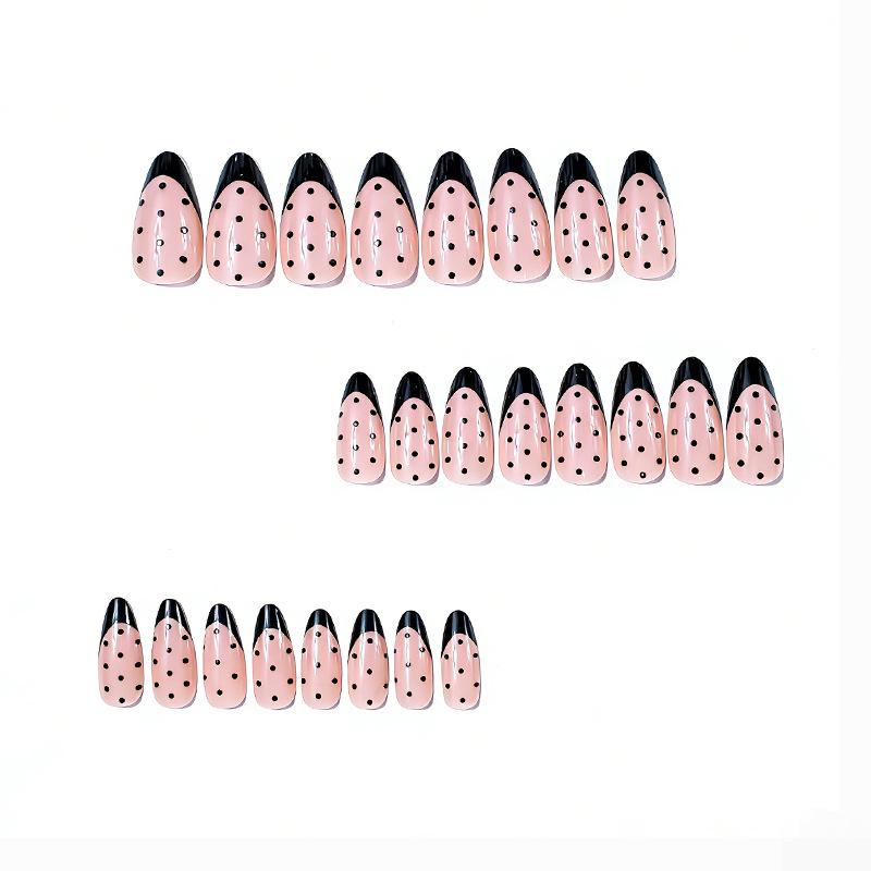 Elegant European & American Almond Manicure: Polka Dot Design Wearable Nail Tips