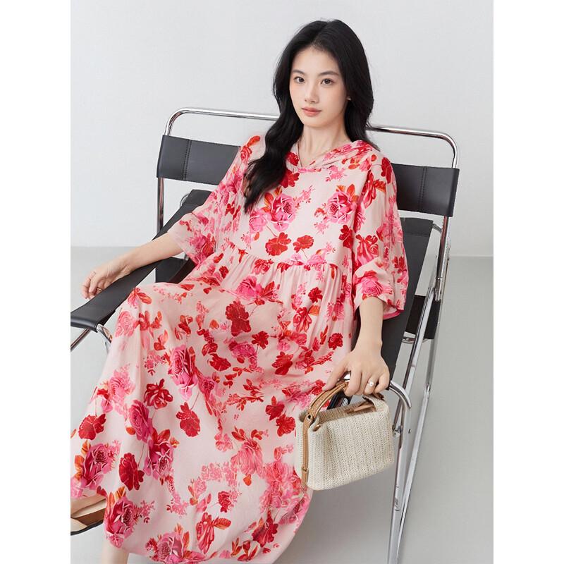 Aiyilian Women s Summer Vintage Printed Loose Vacation Dress