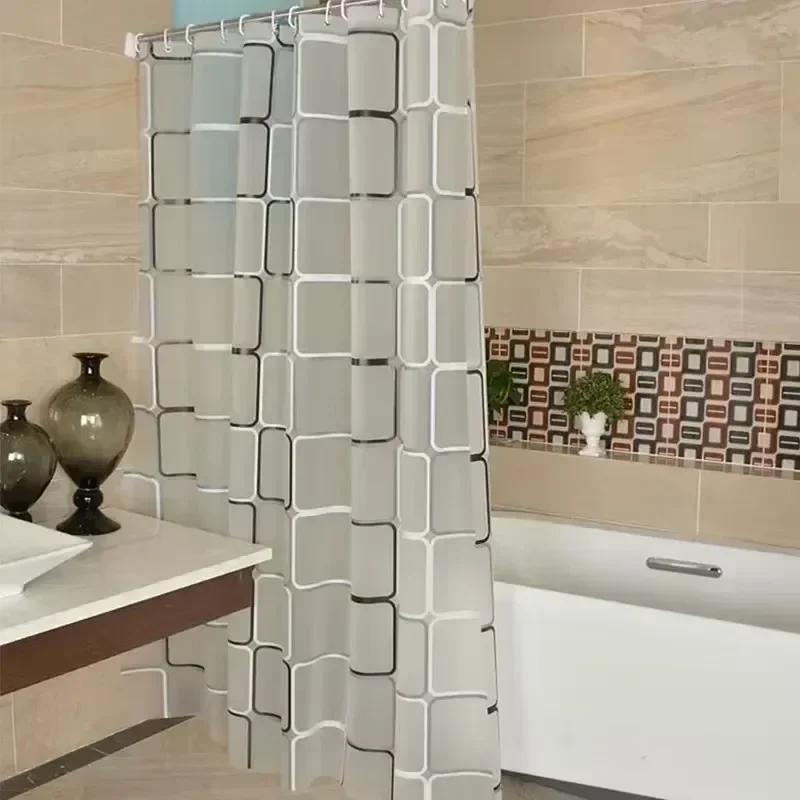 1PCS Bathroom Shower Curtains Waterproof Modern Geometric Plaid Pattern Household Decoration Translucent Good Quality