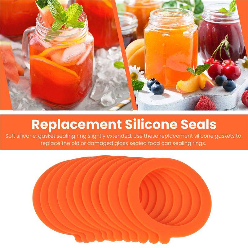 ABWR-12 Pack Silicone Replacement Gasket, Airtight Rubber Seals Rings For Mason Jar Lids, Leak-Proof Canning Silicone