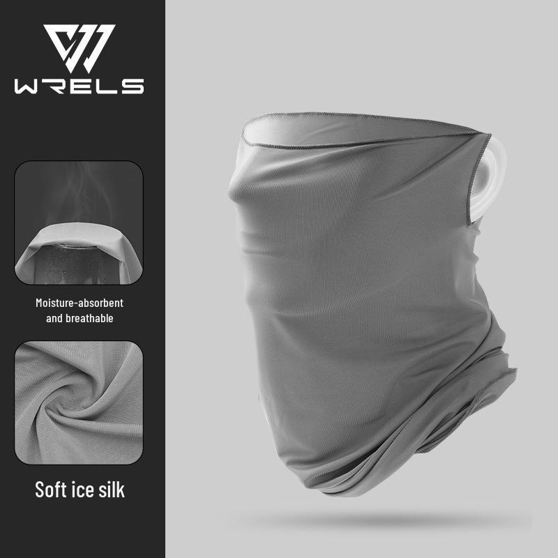 WRELS Ice Silk Sun Protection Face Mask with Ear Loops and Neck Guard, Anti-UV and Breathable for Driving and Cycling, Unisex Summer Neck Gaiter