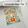 Floral Art Nouveau Theme Soft Crystal Velvet Rug Custom Name & Text Print Non Slip Floor Rug for Bedroom Living Room