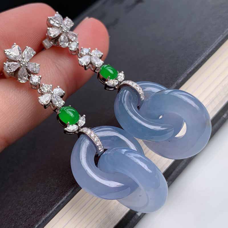 Eingelegte natürliche Chalcedon Lavendel Ineinandergreifende Ohrringe für Damen Chinesischer Stil Süß Leichter Luxus Verlobungsschmuck