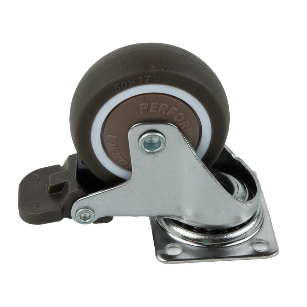 Set of 4 Heavy Duty Swivel Casters with Brakes Top Plate TPR Wheels 2inch