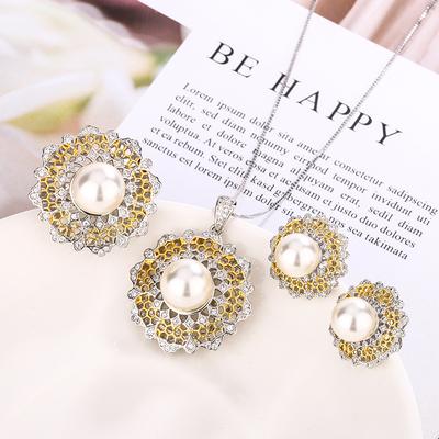 Jewelry Copper Bottom White Pearl Plated Retro Brushed Set Women 12-10Mm