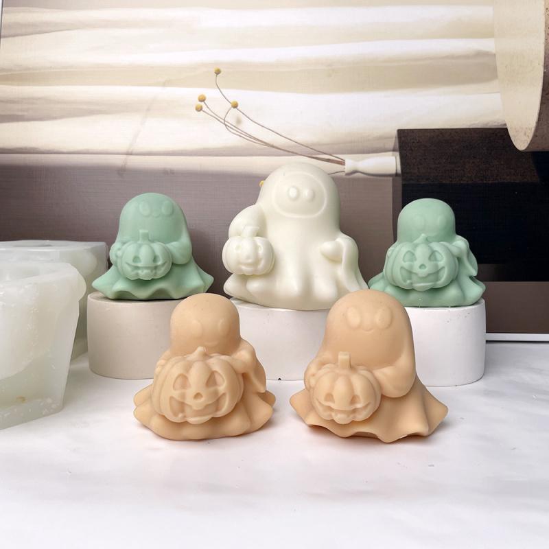 Halloween Pumpkin Ghost Candle Silicone Mold Plaster Mold Aromatherapy DIYOrnament Silicone Mold8909