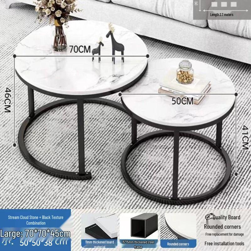 Simple Modern Light Luxury Coffee Table - Small Round Side Table for Living Room or Bedroom