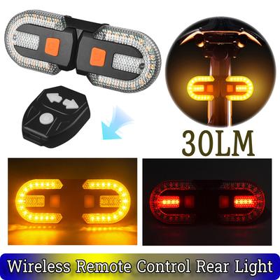 Wireless Remote Control Rear Light Turn Signal Light 30LM Rechargeable Warning Cycling Light Motorbikes Accessories for Night