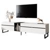 Modernes TV-Lowboard 180 cm in Weiß mit Klappfach, offenen Fächern und Doppeltüren - minimalistischer TV-Schrank mit viel Stauraum